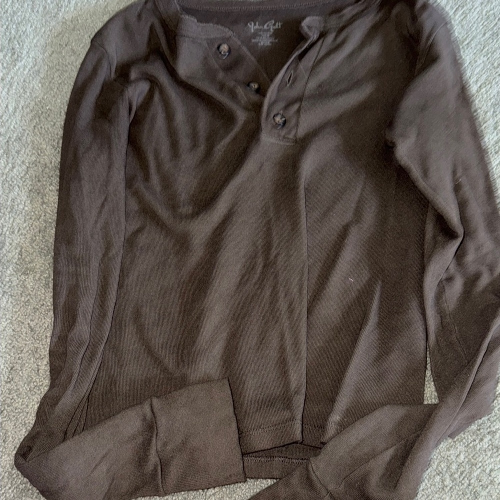 Men's Brown Henley Sweater